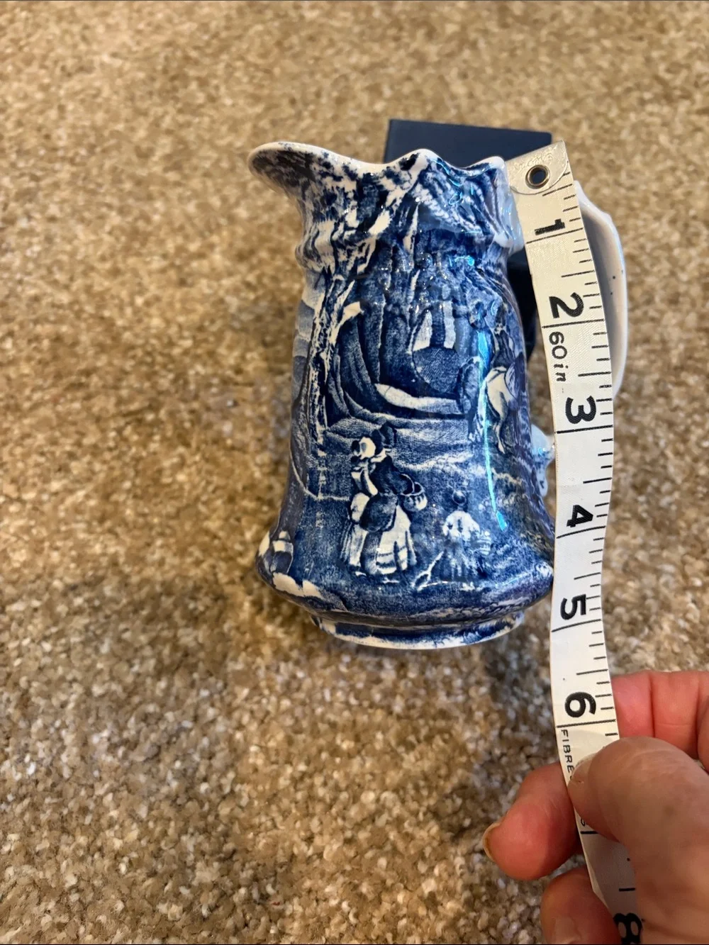Blue Transferware Ceramic Creamer/Pitcher